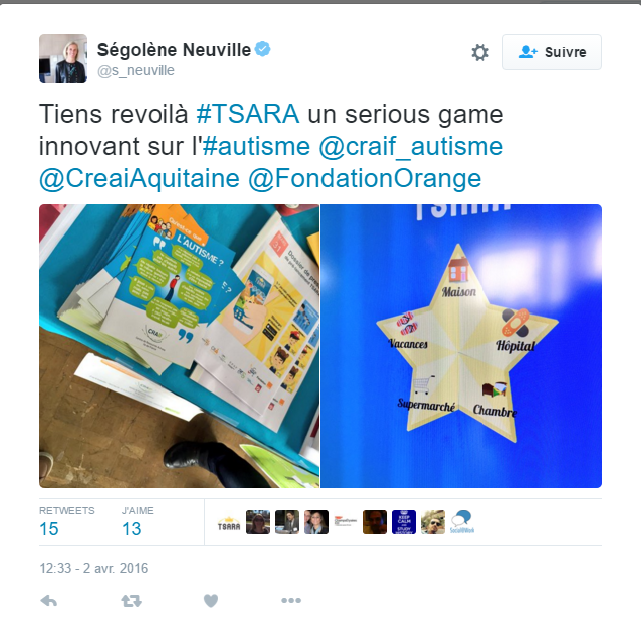 Tiens revoilà TSARA – Un tweet de Ségolène Neuville.